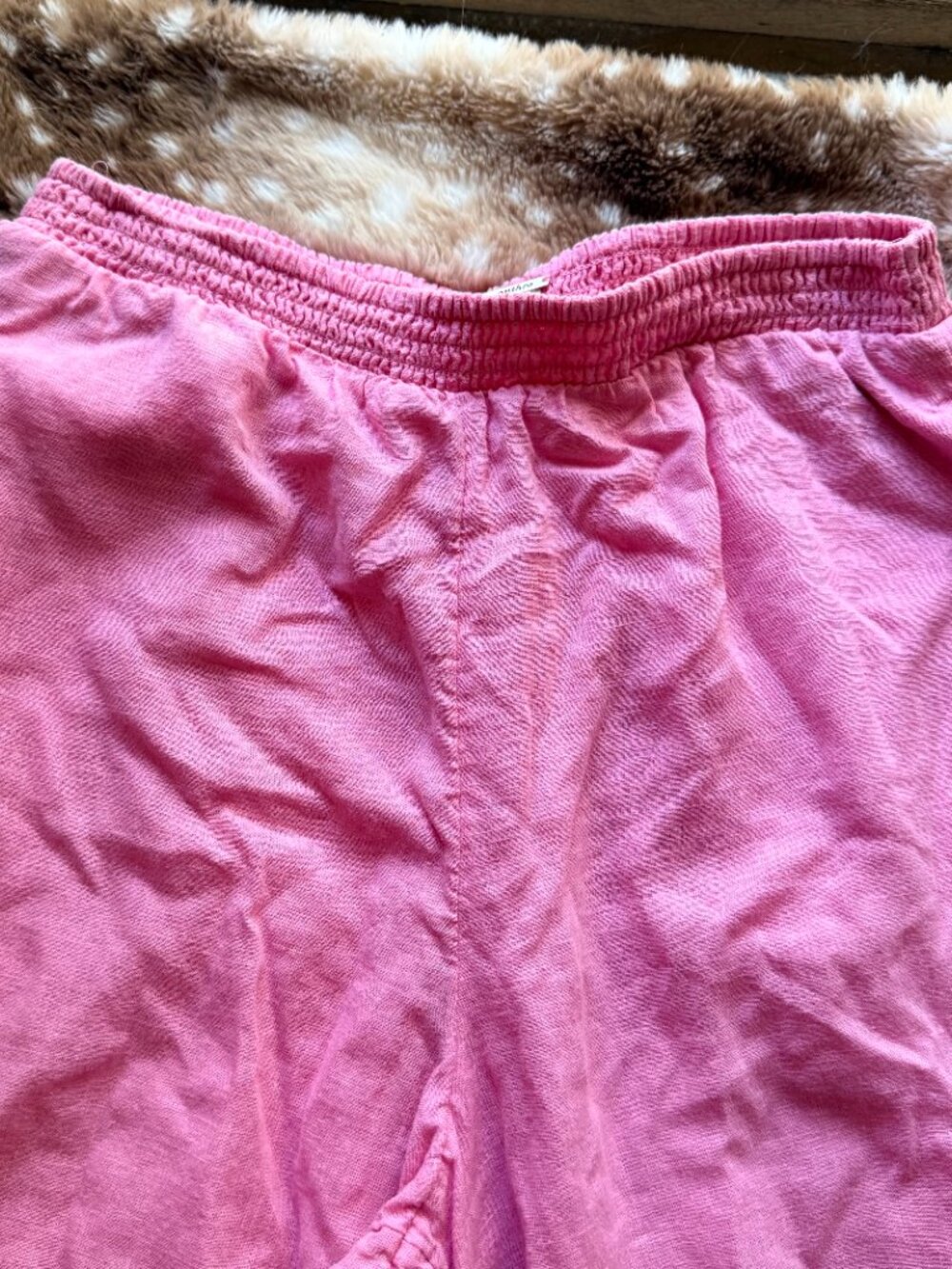 S Anthropologie Hot Pink Linen Wide Leg Beach Pants Elastic Waist - Picture 4 of 7